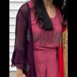 Selling a 3 piece pink and purple  Indian fusion sharara/lehenga